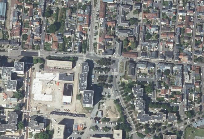 Vue aérienne Marché du Petit-Quevilly, Le Petit-Quevilly