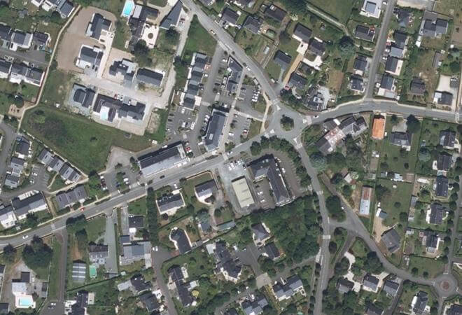 Vue aérienne Marché du Plessis-Grammoire, Le Plessis-Grammoire