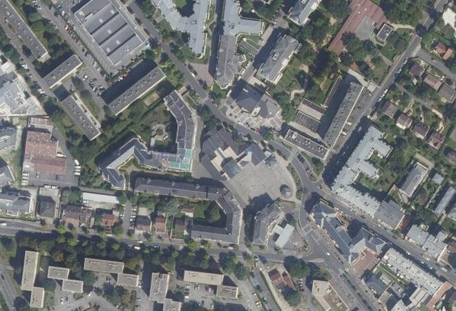 Vue aérienne Marché du Plessis-Trévise, Le Plessis-Trévise