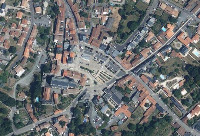 Vue aérienne Marché du Poiré-sur-Vie, Le Poiré-sur-Vie