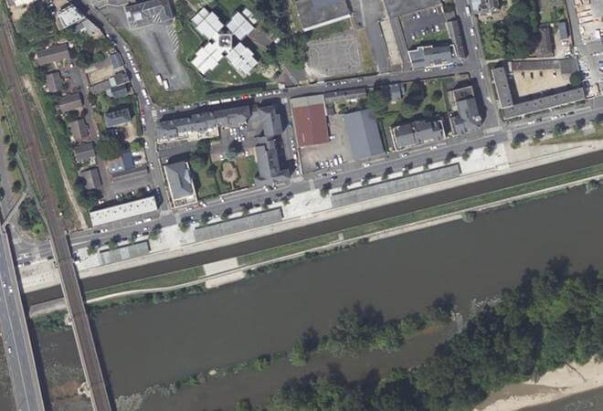 Vue aérienne Marché du Quai du Roi, Orléans