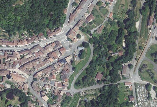Vue aérienne Marché du samedi matin, Caylus