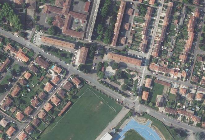 Vue aérienne Marché du Sarlac, Moissac