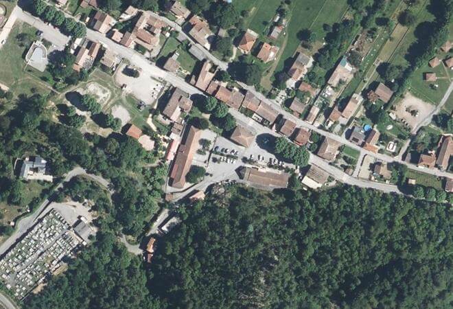 Vue aérienne Marché du Terroir, Chamborigaud