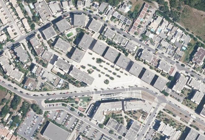 Vue aérienne Marché du terroir, Juvignac