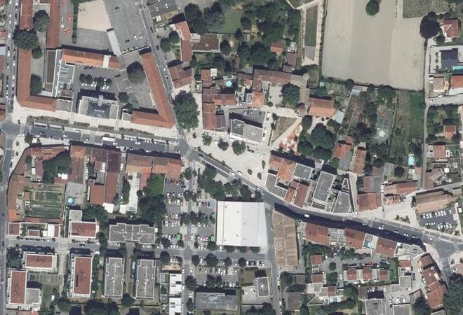 Vue aérienne Marché du Village, Vaulx-en-Velin