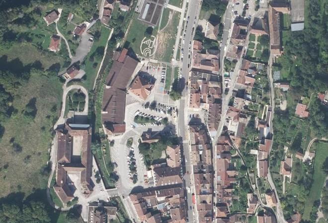 Vue aérienne Marché en extérieur, Salins-les-Bains