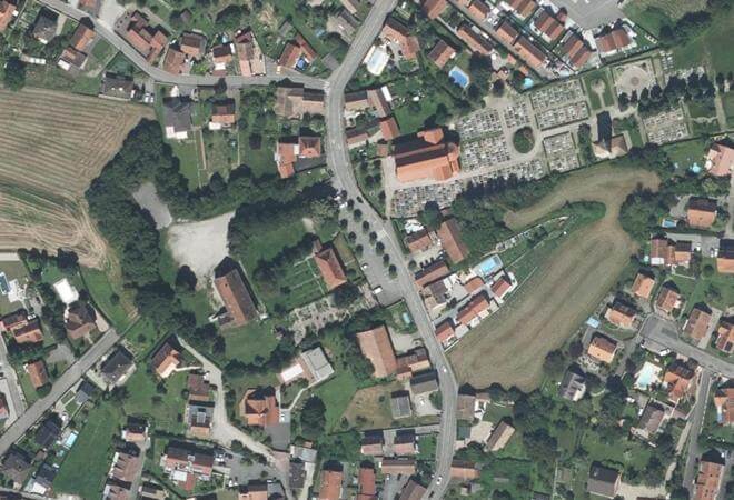 Vue aérienne Marché, Eschau