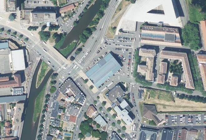 Vue aérienne Marché Fréry, Belfort