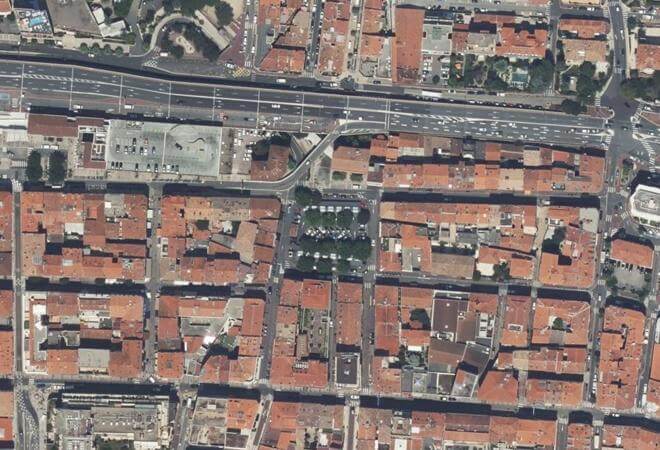 Vue aérienne Marché Gambetta, Cannes
