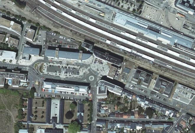 Vue aérienne Marché Gare Sud, Le Mans