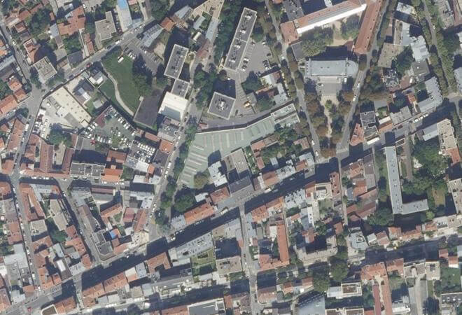 Vue aérienne Marché Gisèle Halimi, Les Lilas