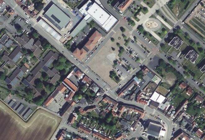 Vue aérienne Marché Grand Place, Hem