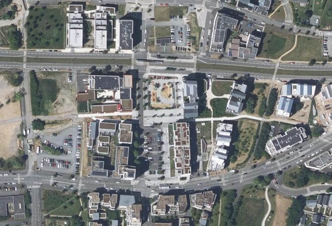 Vue aérienne Marché Hauts-de-Saint-Aubin, Angers