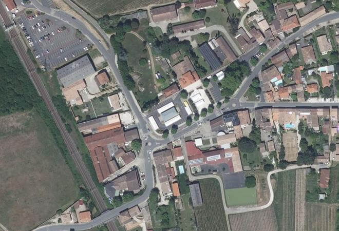 Vue aérienne Marché Hebdo, Cérons