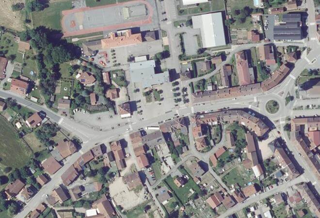Vue aérienne Marché Hebdomadaire de Corcieux, Corcieux