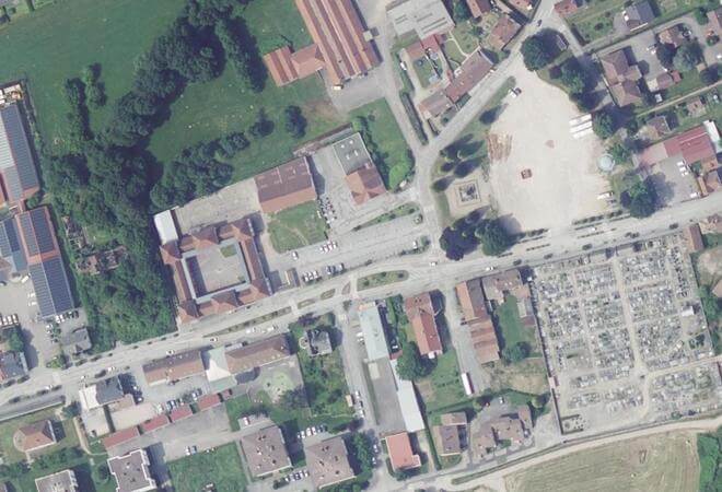 Vue aérienne Marché Hebdomadaire de Saulxures-sur-Moselotte, Saulxures-sur-Moselotte