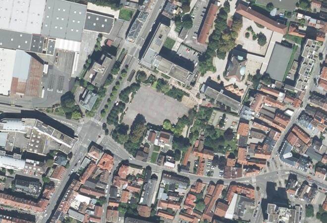 Vue aérienne Marché hebdomadaire de Schiltigheim, Schiltigheim