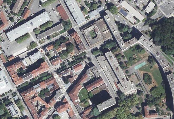Vue aérienne Marché Hébert, Grenoble