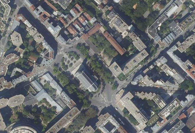 Vue aérienne Marché Jeanne d'Arc, Paris