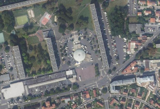 Vue aérienne Marché Joliot-Curie, Argenteuil