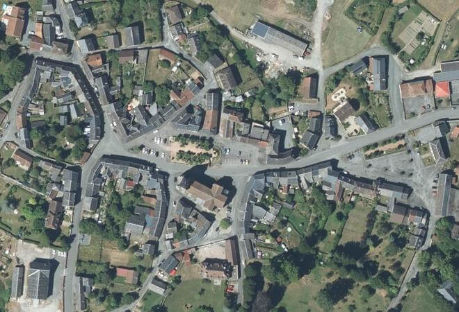 Vue aérienne Marché, Le Grand-Bourg