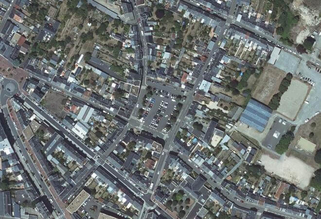 Vue aérienne Marché, Le Mans