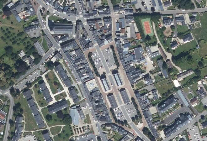 Vue aérienne Marché le samedi matin, Saint-Romain-de-Colbosc