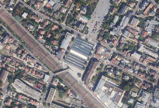 Vue aérienne Marché, Maisons-Laffitte