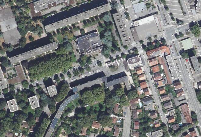 Vue aérienne Marché Malherbe, Grenoble