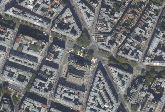 Vue aérienne Marché Maubert, Paris