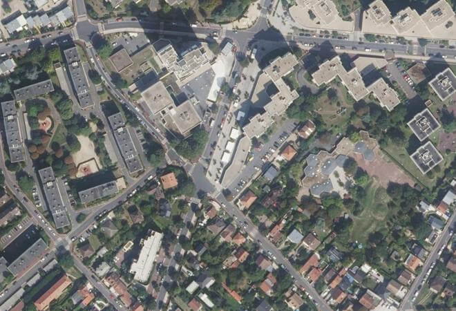 Vue aérienne Marché Maupassant, Chatou