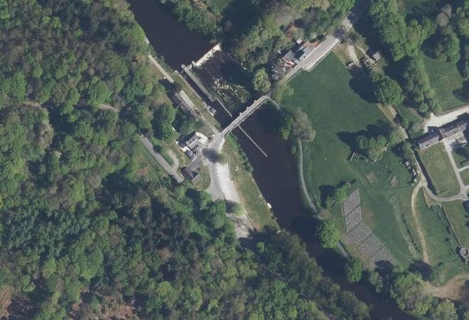 Vue aérienne Marché médiéval de onu-Repos, Bon Repos sur Blavet