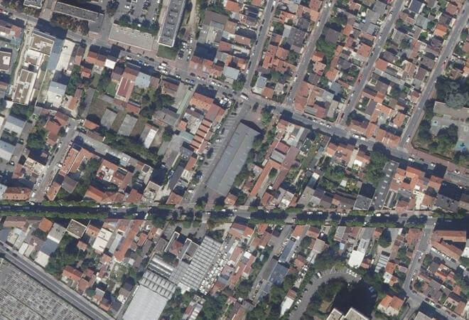 Vue aérienne Marché Montfort, Aubervilliers
