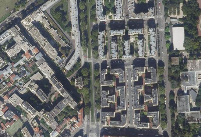 Vue aérienne Marché Mortier, Paris