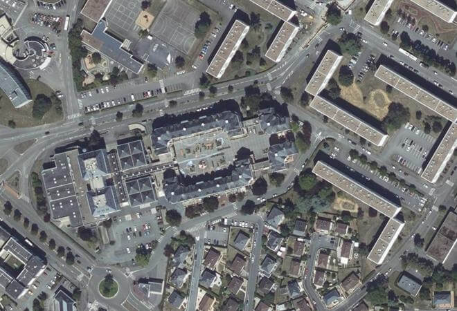 Vue aérienne Marché Murat, Laval