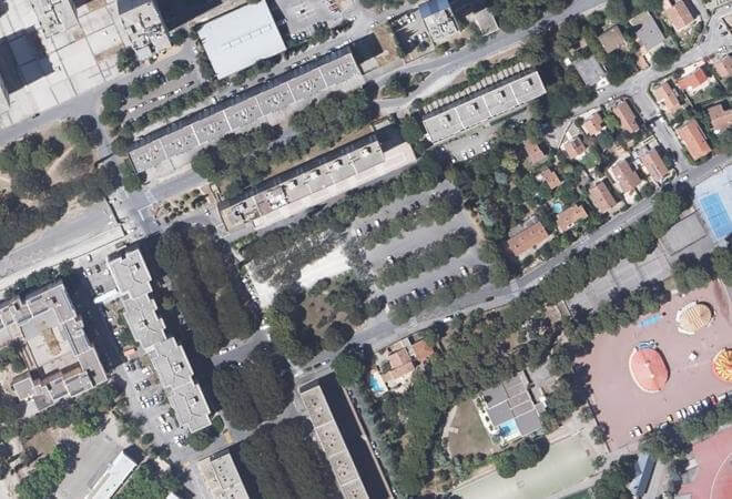 Vue aérienne Marché Nîmes Ouest, Nîmes