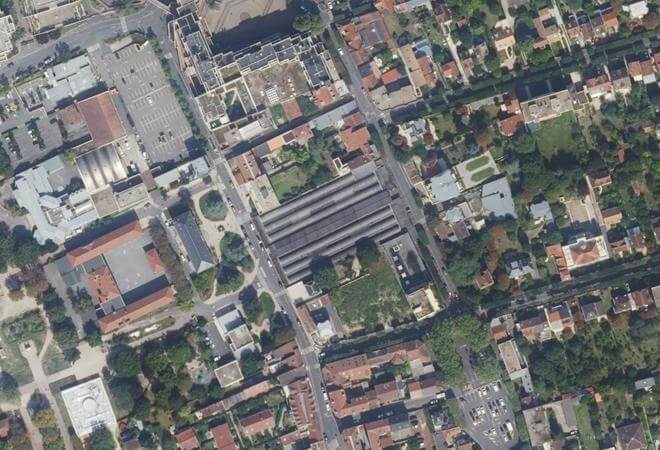 Vue aérienne Marché Ovillois, Houilles