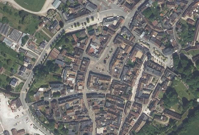 Vue aérienne Marché Place Aristide Briand, Châtillon-Coligny