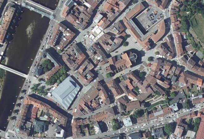 Vue aérienne Marché "Place aux producteurs", Épinal