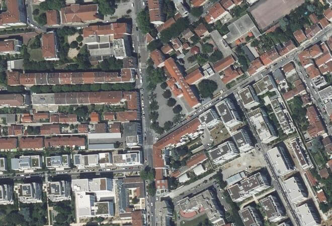 Vue aérienne Marché Place Belleville, Lyon