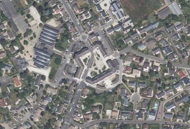 Vue aérienne Marché Place Clovis, Saint-Pryvé-Saint-Mesmin