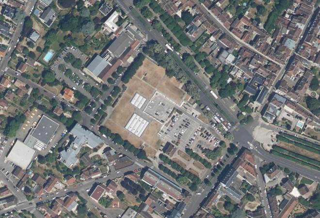 Vue aérienne Marché Place de L'Arquebuse, Auxerre