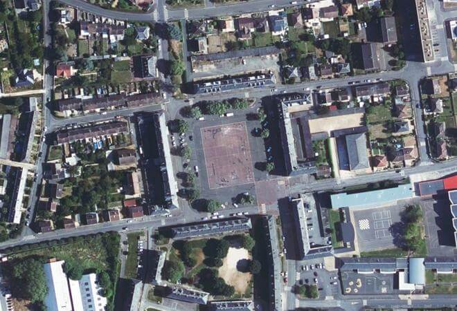 Vue aérienne Marché Place de la Liberté, Châteaudun