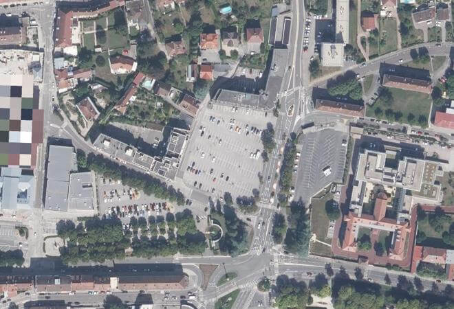 Vue aérienne Marché - Place de Verdun, Lons-le-Saunier