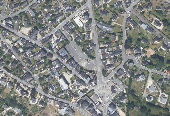 Vue aérienne Marché Place des Ïles, Trébeurden
