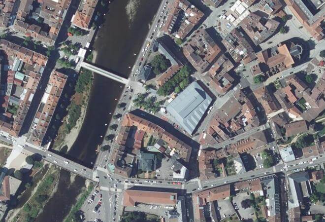 Vue aérienne Marché Place Georgin, Épinal