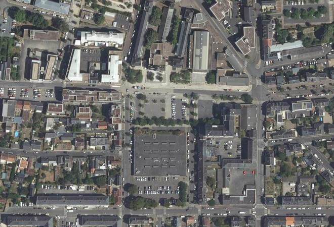 Vue aérienne Marché Place Thorez, Saint-Pierre-des-Corps