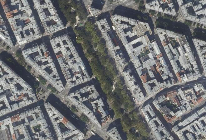 Vue aérienne Marché Popincourt, Paris