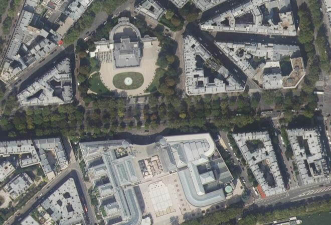 Vue aérienne Marché Président Wilson, Paris